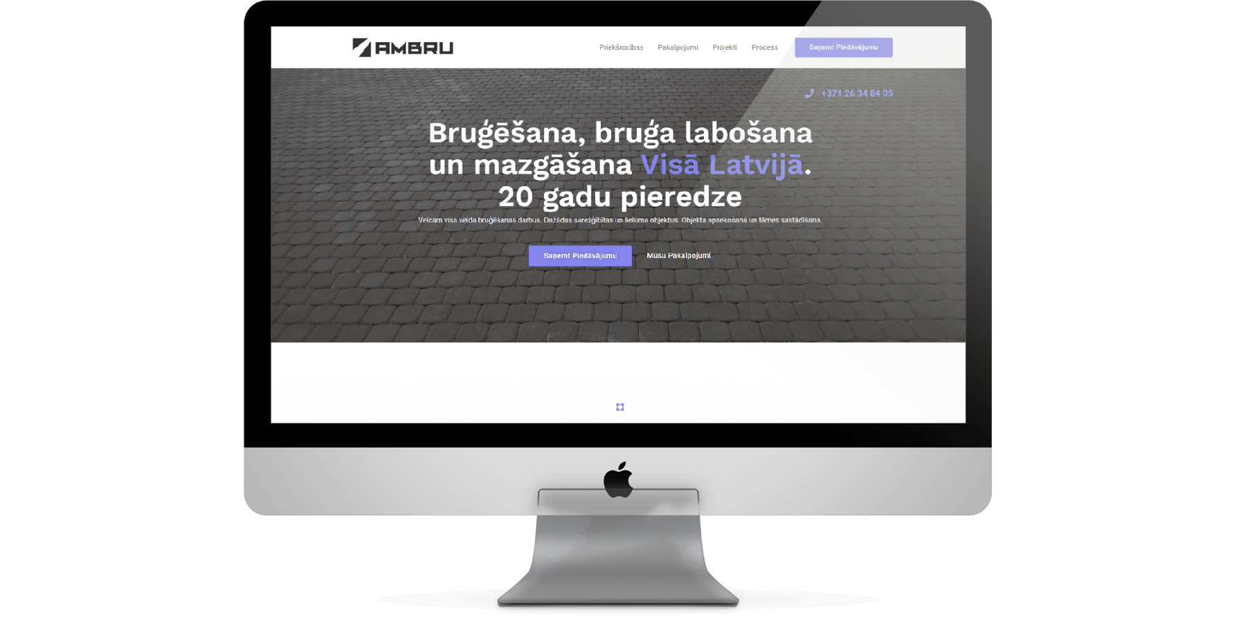 Сайт компании SIA Ambru на экране компьютера Apple