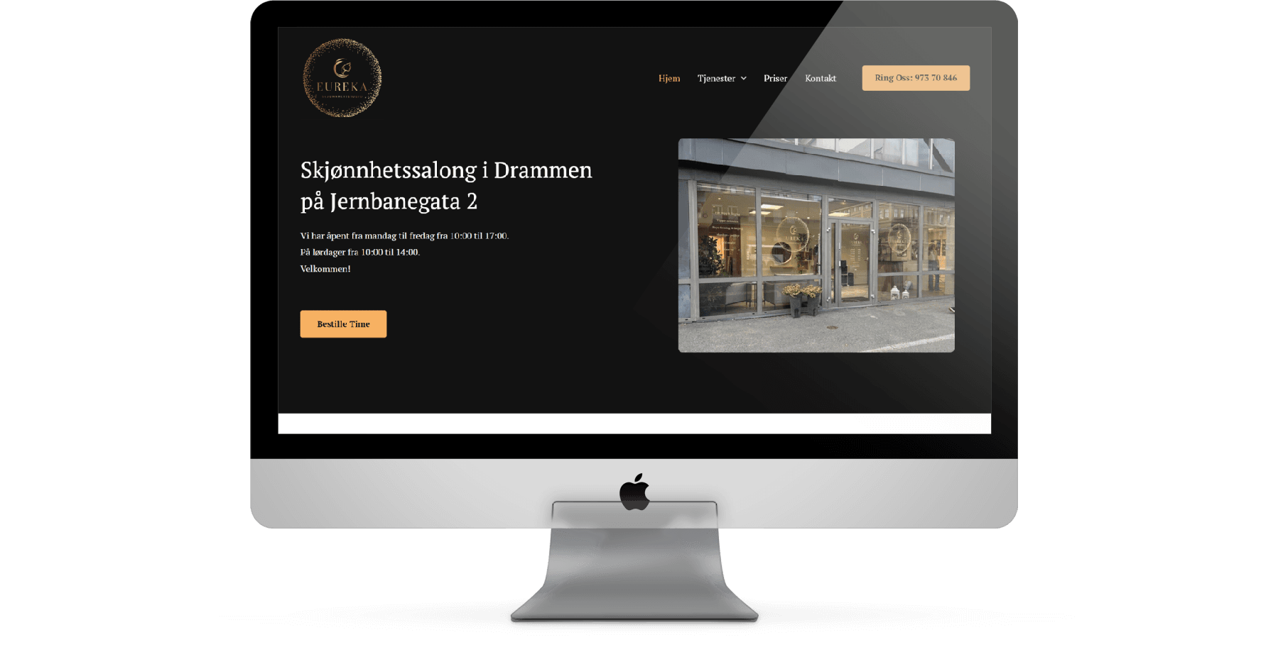 Сайт салона красоты Salong Eureka на экране компьютера Apple