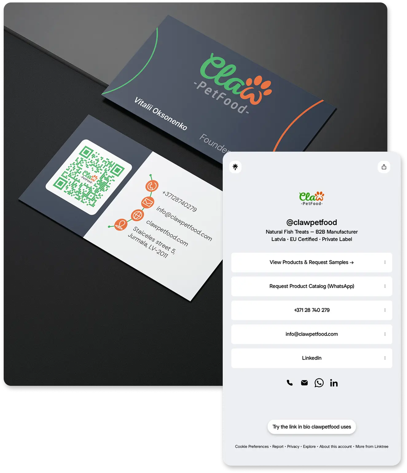 Коллаж Визитки и link tree - разработано SiteCraft Web Studio